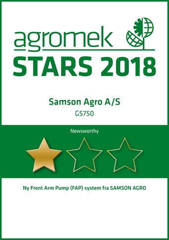 Enstjernet nyhed fra SAMSON på Agromek 2018: Front Arm Pump (FAP) system